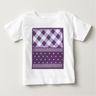 Purple White Chequered Polka Dot Floral Damask Art Baby T-Shirt