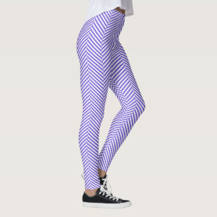 Purple white chevron herringbone style Leggings
