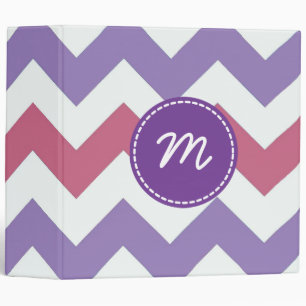 Purple White Chevron Pattern Custom Monogram Binder