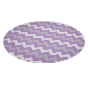 Purple white chevron pattern glass cutting board