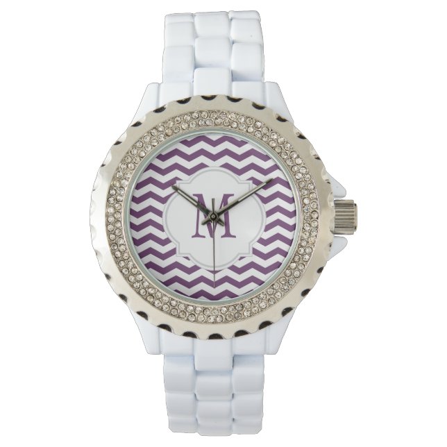 Purple & White Chevron Pattern Watch (Front)