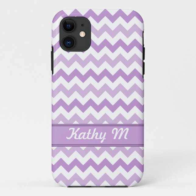 Purple & White Chevron personalized iPhone 5 Case (Back)