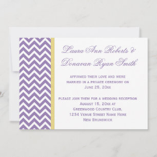 Purple White Chevron Yellow Ribbon Reception Only Invitation