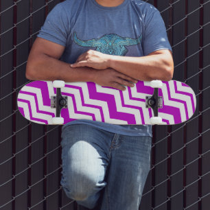 Purple White Chevron Zigzag Pattern Design  Skateboard