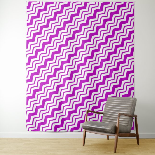 Purple White Chevron Zigzag Pattern Design  Tapestry (In Situ)