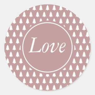 Purple White Christmas Tree Pattern Love Classic Round Sticker