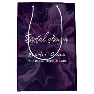 Purple white colour blast bridal shower medium gift bag