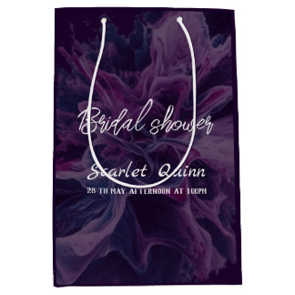 Purple white colour  blast bridal shower medium gift bag