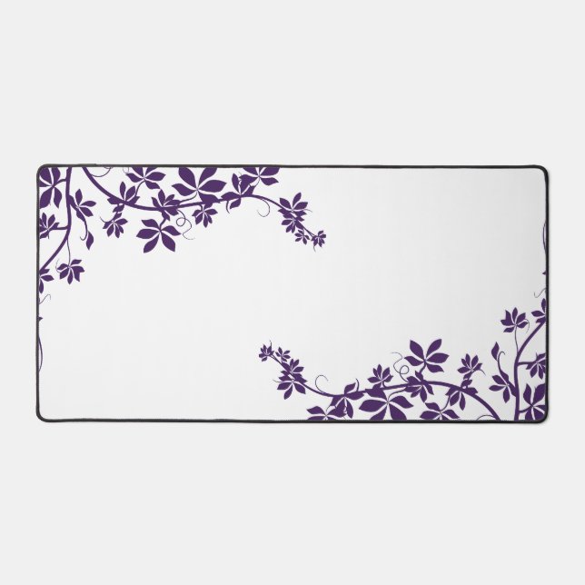 Purple White Colours Artistic Crawling Vine Design Desk Mat (Front)