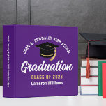 Purple White Custom 2023 Graduation Photo Album Binder<br><div class="desc">This modern purple and white custom senior graduation photo album features your high school or college name for the class of 2023. Customize with your graduating year under the chic handwritten script and black grad cap for a great personalized graduate binder keepsake gift. Fill with your photos or memorabilia.</div>
