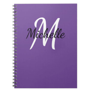 Purple & White Custom Monogram Cute Notebook