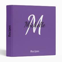 Purple & White Custom Monogram Cute Simple Elegant