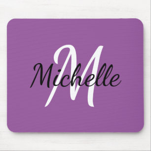 Purple & White Custom Monogram Mousepad
