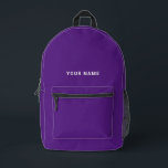 Purple white Custom Name Backpack<br><div class="desc">Easily personalize this simple and cool backpack adding your name or custom text. A cool and modern design in dark purple and white featuring clear sans serif font, for a modern, professional and edgy look, perfect as custom gift for college students, high school, kids. The backpack can be customized in...</div>