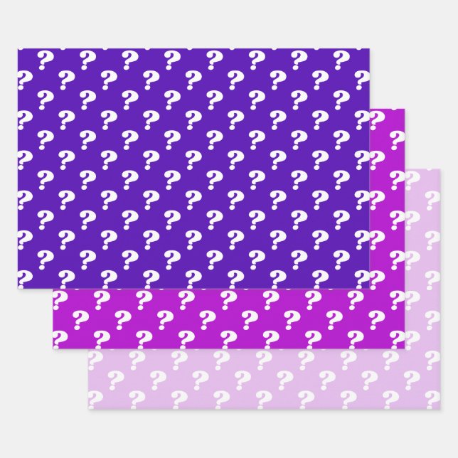 Purple & White Cute Gift Wrapper (Question Mark)  Wrapping Paper Sheet (Set)