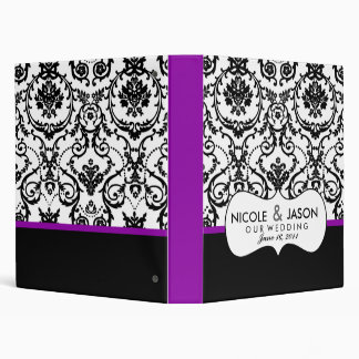 Purple/White Damask Binder