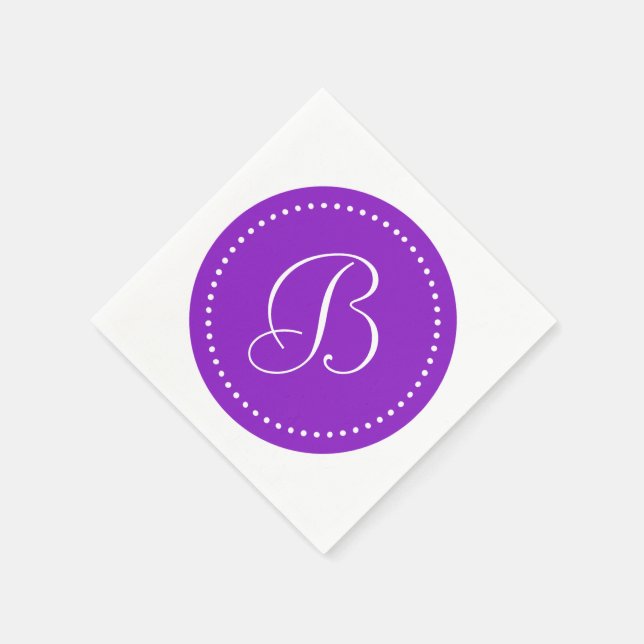 Purple/White Dot Monogram Napkin (Corner)