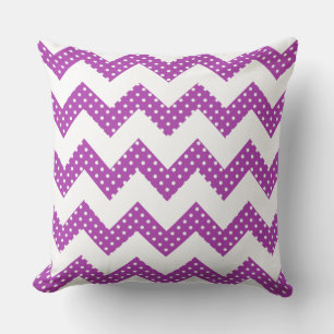 Purple White Dots Chevron Decorative Throw Pillow