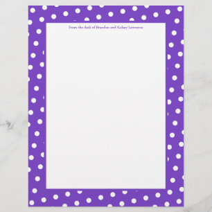 Purple & White Dots Stationery w/ Signature Text
