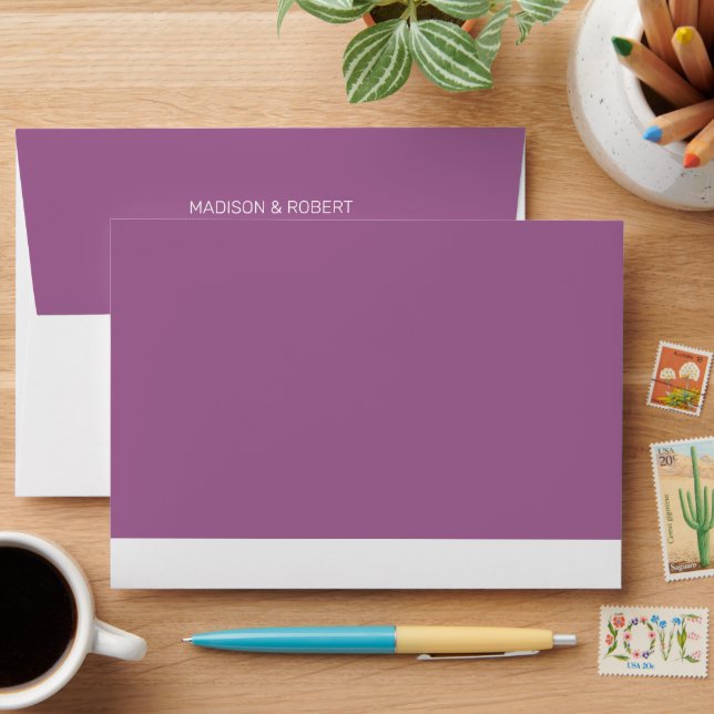 Purple White Elegant Personalized Envelope (Desk)