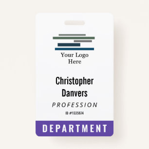 Purple White Employee ID Large Logo Badge