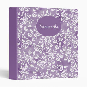 Purple & White Floral Pattern Add Your Name Binder