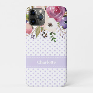 Purple White Floral Personalized iPhone 11 Pro Case