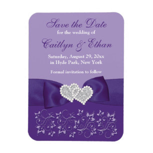 Purple White Floral Save Date Magnet