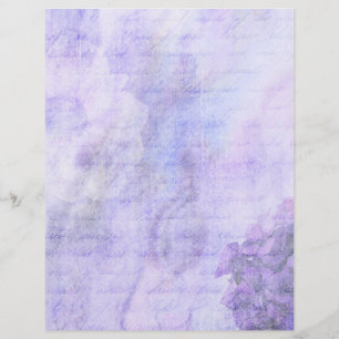 Purple & White Floral Scrapbook Paper