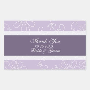Purple White Floral Thank You Wedding Favour Tags