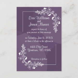 Purple White Floral Wedding Invitation