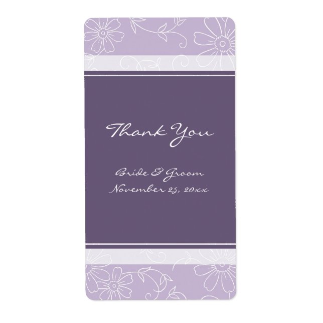 Purple White Floral Wedding Labels (Front)