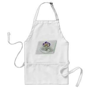 Purple white flower in a cup standard apron