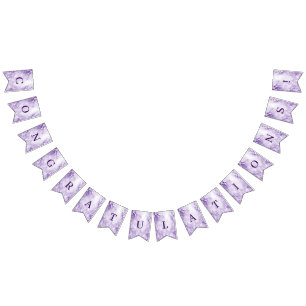Purple White Flowers Bunting Flag