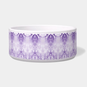 Purple White Flowers Ceramic Pet Bowl