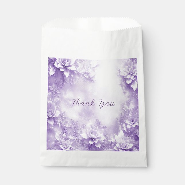 Purple White Flowers Favour Bag (Front)