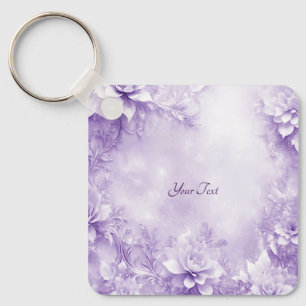 Purple White Flowers Keychain