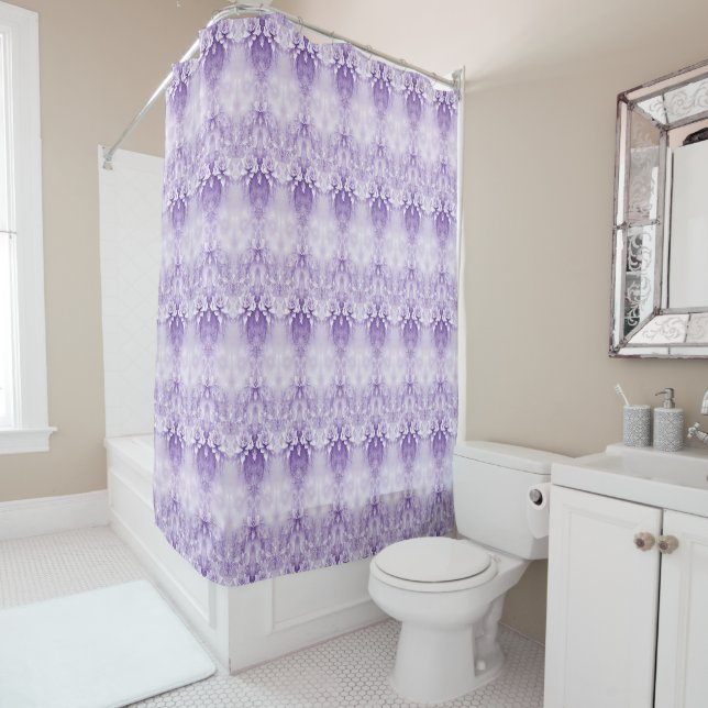 Purple White Flowers Shower Curtain (In Situ)