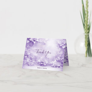 Purple White Flowers Thank You Card