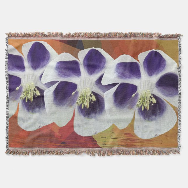 Purple & White flowers  Throw Blanket (Front)