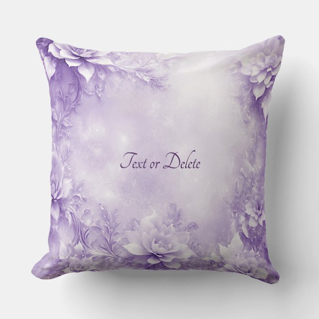Purple White Flowers Throw Pillow (Front)