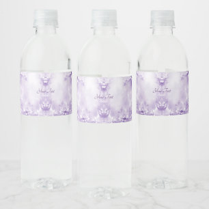 Purple White Flowers Water Bottle Label