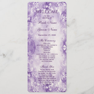 Purple White Flowers Wedding Program