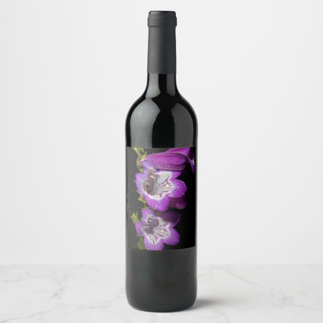 Purple White Flowers Wine Lable Label (Front)