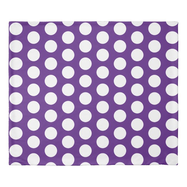 Purple White Geometric Polka Dots Duvet Cover (Front)