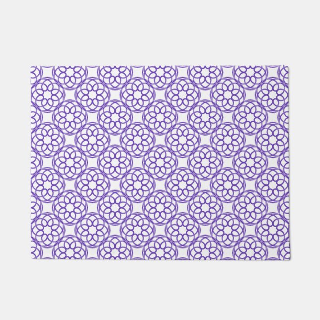 Purple White Geometric Seamless Pattern Doormat (Front)