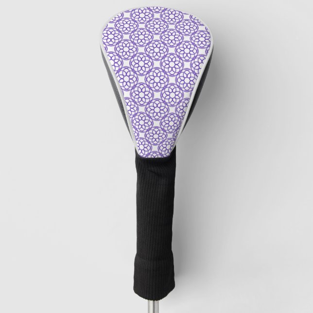 Purple White Geometric Seamless Pattern Golf Head Cover (Front)