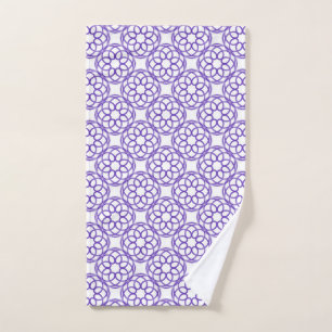 Purple White Geometric Seamless Pattern Hand Towel