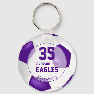 purple white girls' soccer sports team colours keychain
