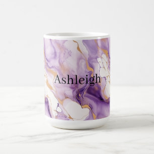 Purple White Gold Abstract Coffee Mug